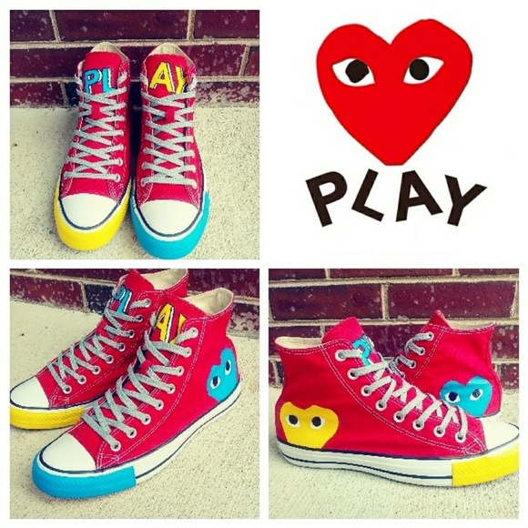 Converse Shoes - Sold! Custom CDG Play x Converse hi-tops